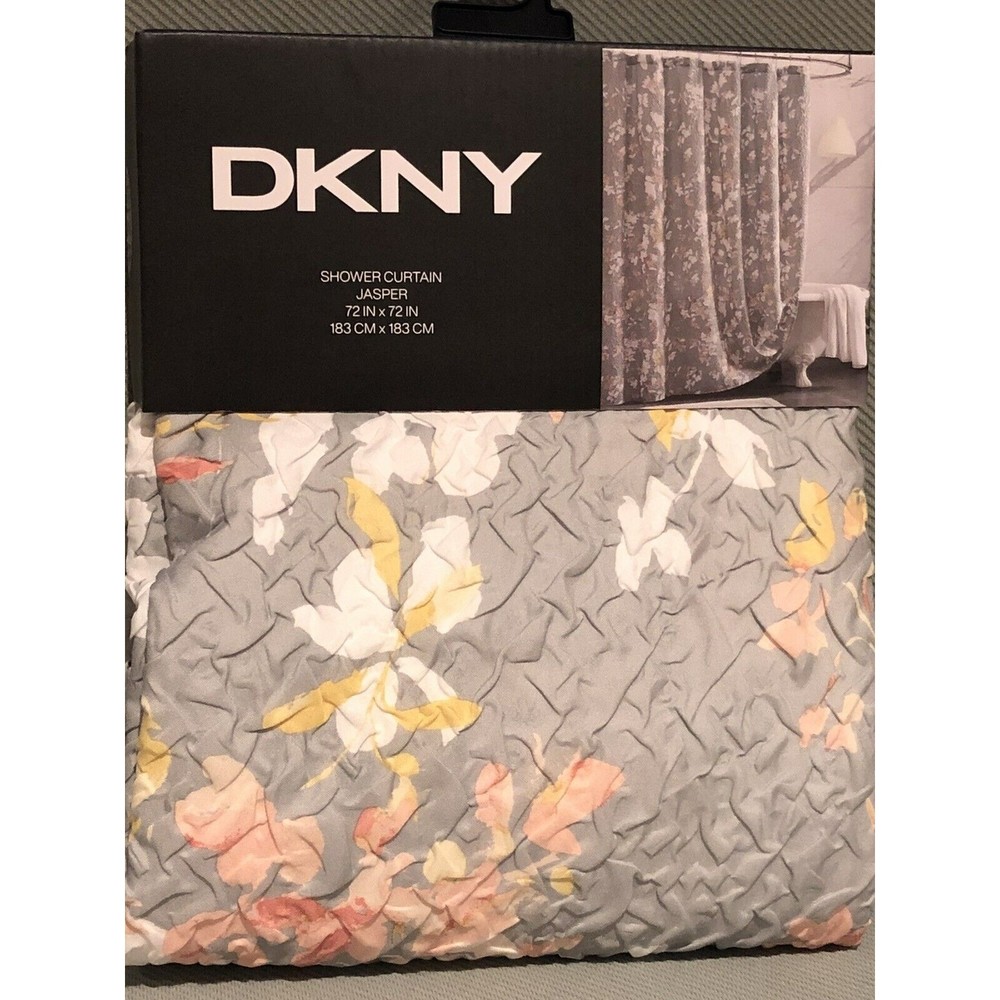 NEW DKNY Dusty Green Textured Fabric Shower Curtain 72 x 72" Jasper Floral